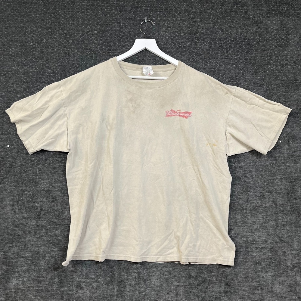 VTG Anvil Budweiser Beach Babes Boards T-Shirt Men's Beige Graphic Classic - 2X